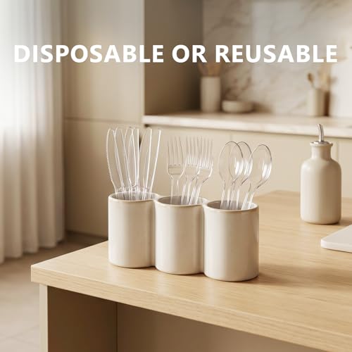 1000 Count Clear Plastic Silverware Heavy Duty (Clear)