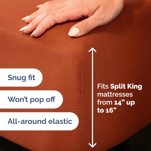 Flex Top Split Head King 4 Piece Sheet Set (26 - Terracotta / Split Head/Flex Top)