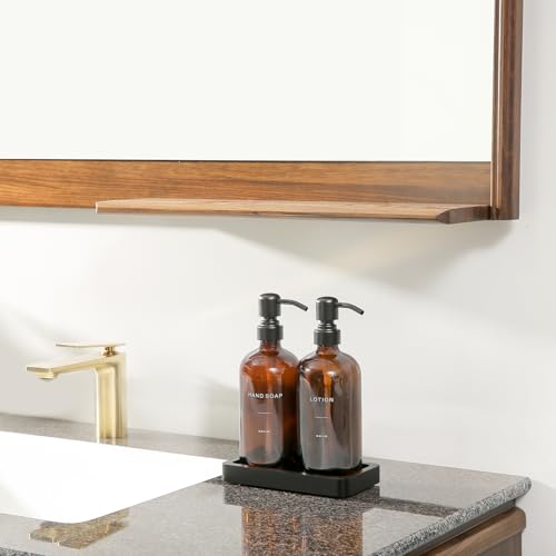 Amber Glass Soap Dispenser Set (Black Pump & Amber Bottle)