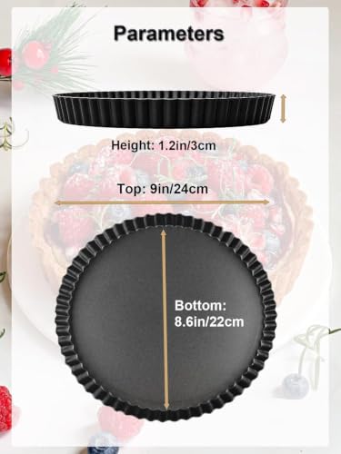 9 Inch Quiche Pans 2 Pack. Removable Bottom (9.45*1.2IN)