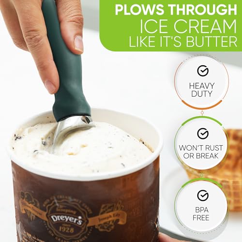 Heavy Duty Ice Cream Scoop with Soft Grip Handle
