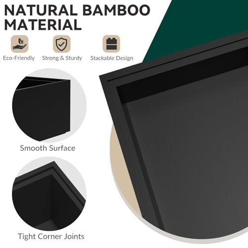Bamboo Kitchen Drawer Organizer (12 x 6 x 2 Inch / Black)