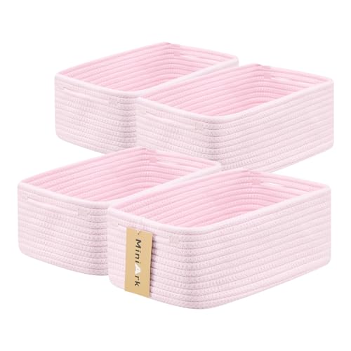 Small Storage Baskets for Organizing (4pcs-L13xW8.5xH5.1" / Light Pink)