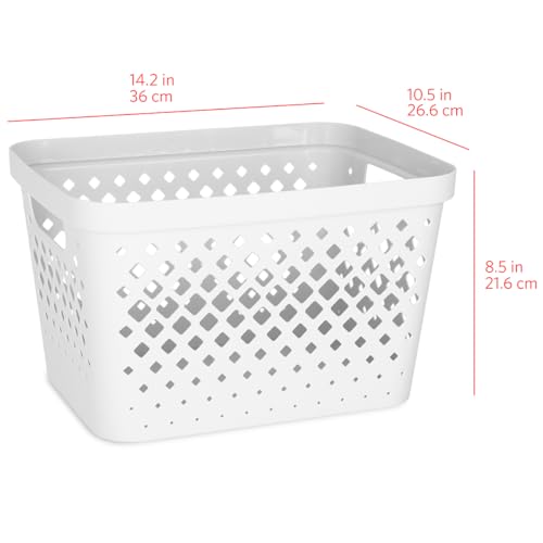 Plastic Storage Basket Set (White / 4 Gallon)