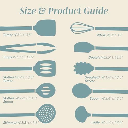 Silicone Cooking Utensils (Teal / 10 Pieces)