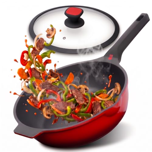 Nonstick Deep Frying Pan Skillet with Silicone Lid (12 inch-Deep Pan)