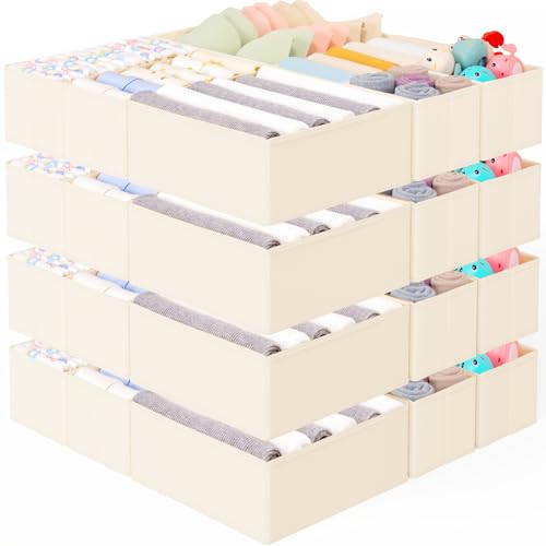 26 Pack Drawer Organizer for Clothes (26 PACK Beige)