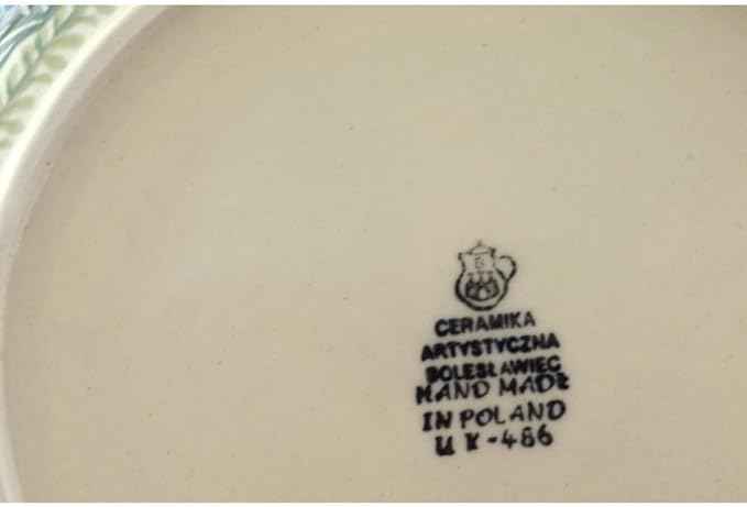 Polish Pottery Round Medium Baker with Handles (Feathery Bluebells) made by Ceramika Artystyczna