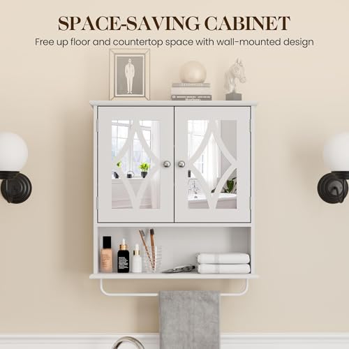 22x25 Bathroom Medicine Cabinet with Mirror (White / 5.1"D x 22"W x 25.6"H)