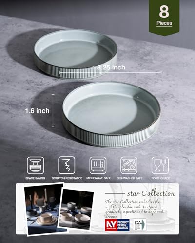 Star 8.25" Pasta Bowls Set of 8 (Smoky Blue / 8 Pcs)