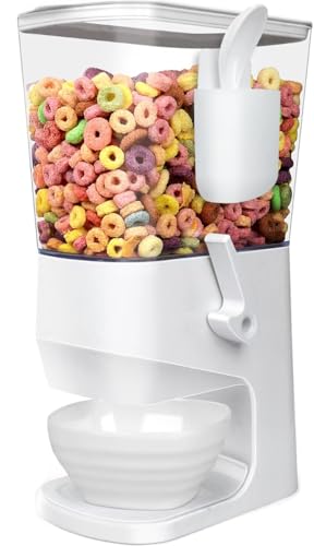 Cereal Dispenser Countertop Wath Bowls and Spoons（1pcs White） (3.5Qt & White & 1pack)