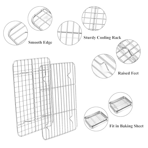 Stainless Steel Baking Sheet Cookie Sheet Pan with Cooling Rack Set of 4