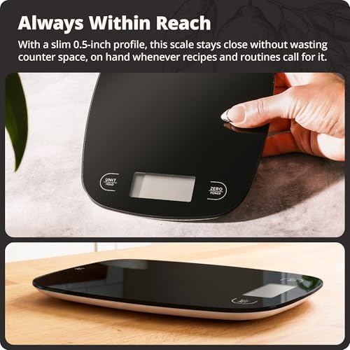 Food Scale Slim & Compact Build (Black Glass)