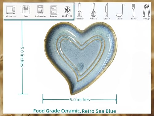 Ceramic Spoon Rest for Stove Top (Retro Ocean Blue)