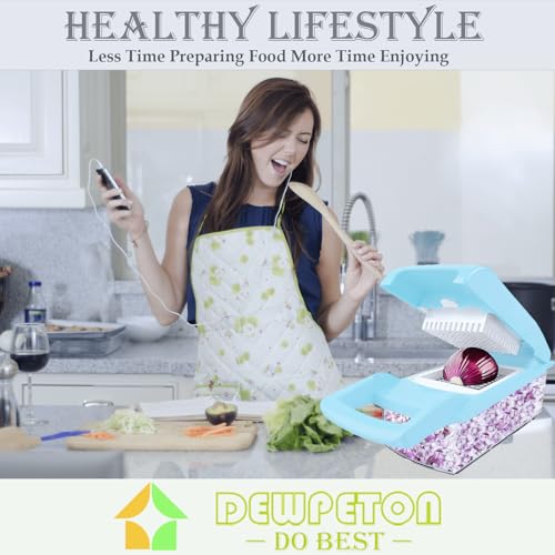 Vegetable Chopper Mandoline Slicer Home Kitchen Appliance Essential Gadget (Blue)