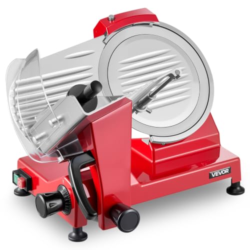Commercial Meat Slicer 340W Electric Deli Food Slicer 10 inch Blade (10 inch / Red)