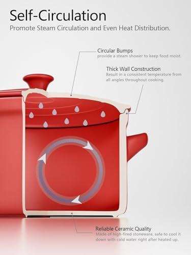 3 QT Ceramic Bread Baker with Lid for Sourdough (Chili Red)