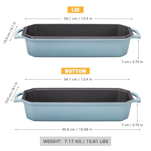 Bread Pan Cast Iron Loaf Pan with Lid Bread Loaf Pan 13x5 Inch Enameled Cast Iron Sourdough Bread Pan