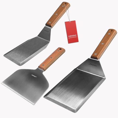 Stainless Steel Metal Spatula Set For Griddle (3" x 5", 5" x 6", 5.5")