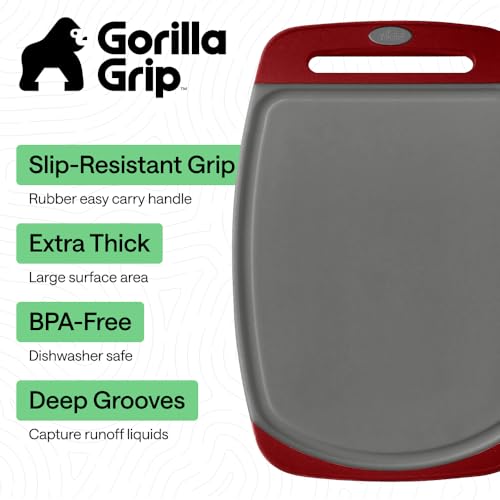 BPA Free Reversible Kitchen Cutting Board (Gray/Red / Large (Pack of 3))
