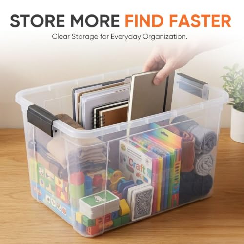 26.5 Quart Clear Plastic Storage Boxes with Lids (26 Quart)