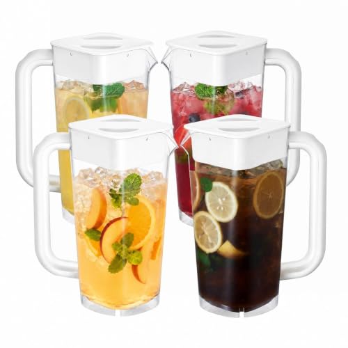 4Pk 2L 68oz Plastic Pitcher w (White-4pack)