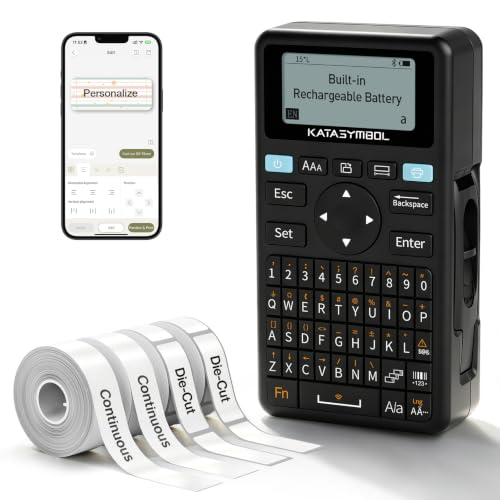 E11 Keyboard & Bluetooth Label Maker Machine with 4 Tapes (Black)