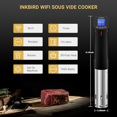 WIFI Sous Vide Cooker Bundle with 30 Sous Vide Bags and Pump