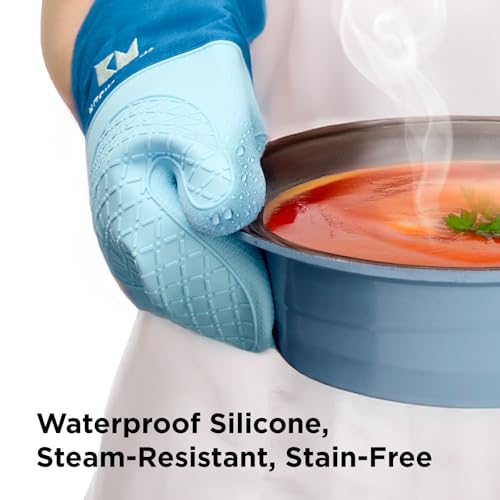 UltraShield Silicone Oven Mitts (Blue / Standard)