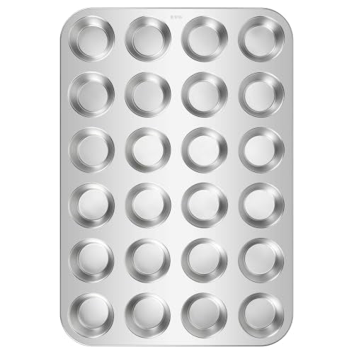 18 10 Stainless Steel Mini Muffin Cupcake Pan 24 Cups Nonstick (24 Cup)