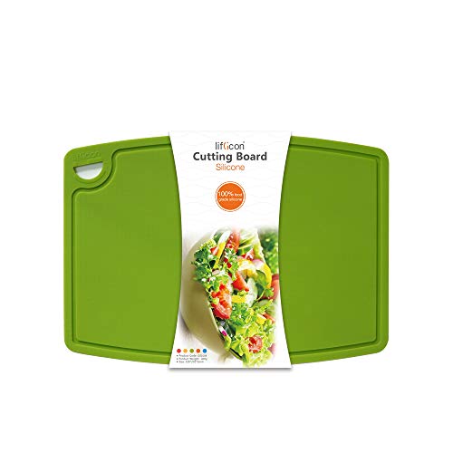 Extra Large Thick Silicone Cutting Board 14.6'' x 10.43'' Chopping Board Flexible Cutting Mats Dishwasher Safe (14.6"L x 10.4"W / Green)
