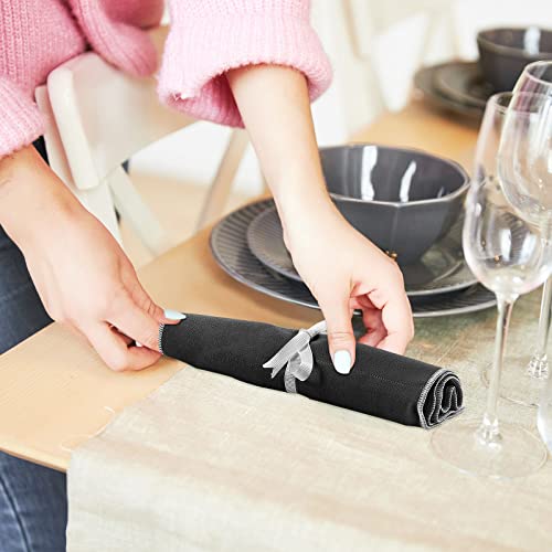 6 Pcs Anti Tarnish Silverware Storage Bags Felt (12 Slots / Black)