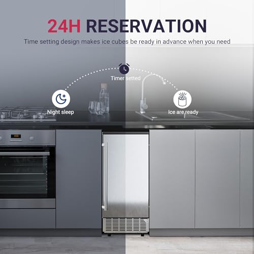 Commercial Under Counter Ice Maker with Drain Pump (Steel Silver)