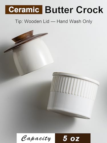 French Butter Dish (Cream White / Stripe-3.94"dia)