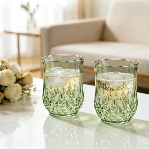 24 Pack Plastic Stemless Wine Glasses (12oz-sage green)