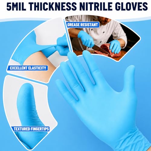 Individually Wrapped Black Disposable Nitrile Gloves (Blue of 800 / Medium)