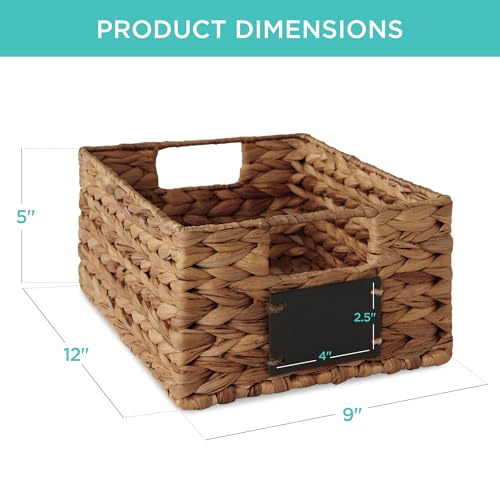 Set of 4 9x12in Water Hyacinth Pantry Baskets (9x12x5in / Chestnut)