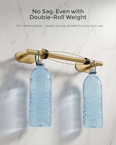 Gold Paper Towel Holder Under Cabinet with Damping Self Adhesive (Gold / One Hand Tear Holder)