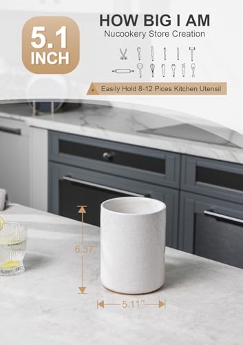 Ceramic Kitchen Utensil Holder for Countertop Organizer 6.4" Sand (Sand)