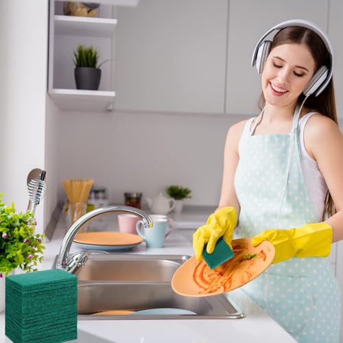 200 Pcs Heavy Duty Scouring Pads Bulk for Kitchen Dish