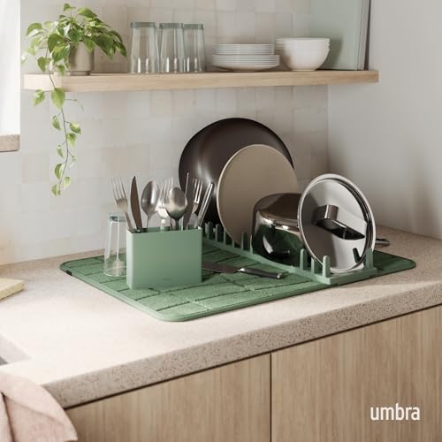 Udry Dish Drying Rack with Microfiber Mat (24" x 17" / Spruce)