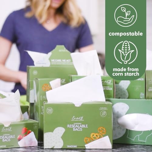 100% Compostable Food Storage Bags [Snack 300 Pack] Eco (300 Count)