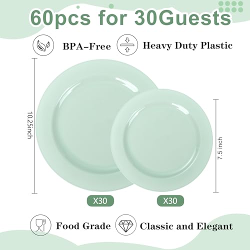 60PCS Sage Green Plates (60 Count)