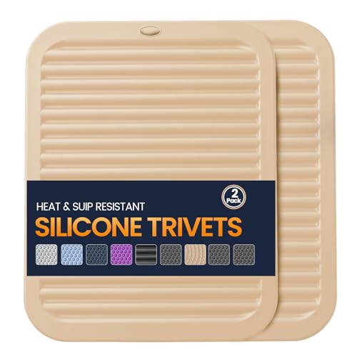 Silicone Trivet Mats 2 Heat Resistant Pot Holders Multipurpose Non (Crescent Moon)