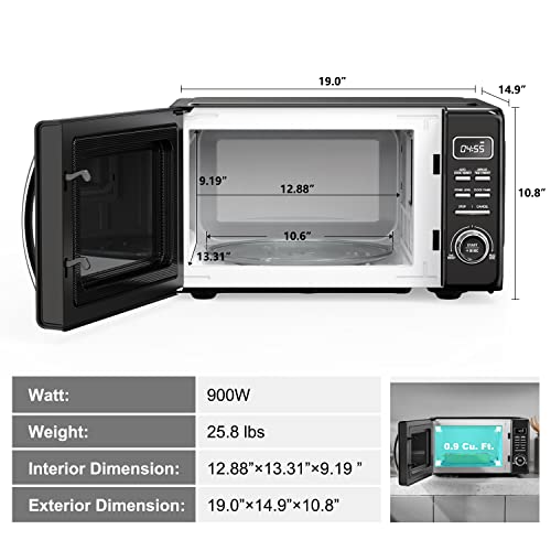 GLCMKZ09BKR09 Retro Countertop Microwave Oven with Auto Cook & Reheat (Black / .9 cu ft / Modern)