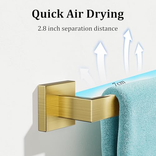 Gold Towel Bar Towel Racks for Bathroom Wall Mount 16 Inch (Single 16 Inch / Golden)