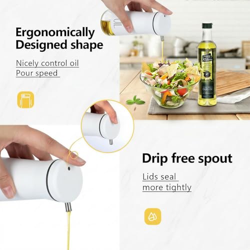 Oil And Vinegar Dispenser Set with Caddy (Black&White)