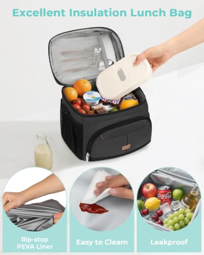 Lunch Box for Men Women Insulated Lunch Tote Cooler Bag Lunchbox (Gray / Large)