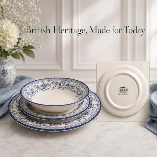 Royal 12 Piece Porcelain Dinnerware Set for 4 (Aster Blue / 12)