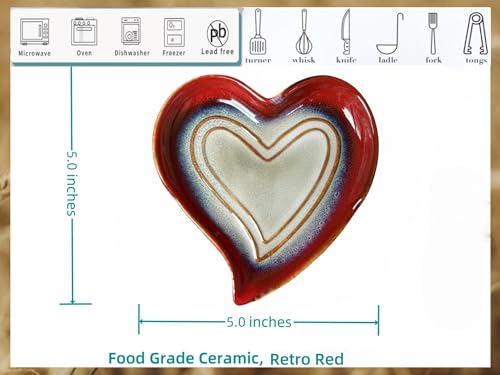 Ceramic Spoon Rest for Stove Top (Retro Red)